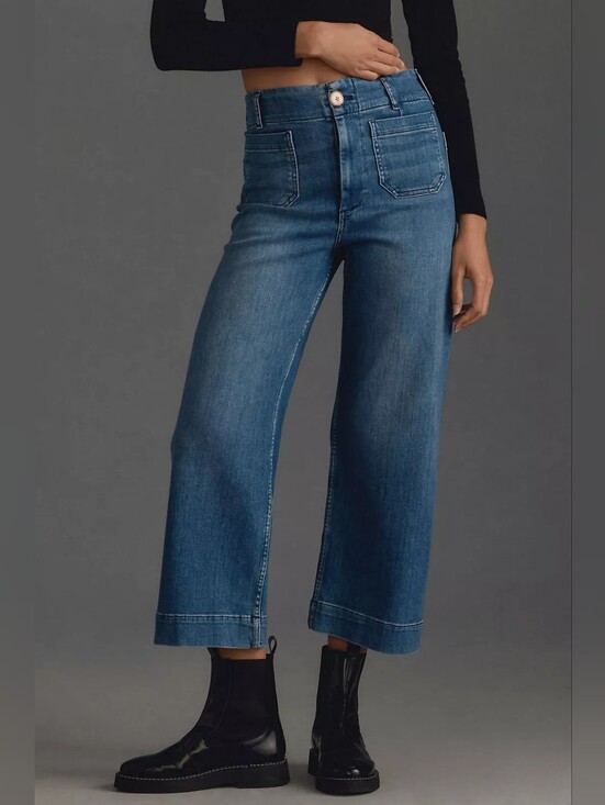 Maeve Denim - Maeve The Colette Crop High-Rise Wide-Leg Jean 26 Anthropologie Denim